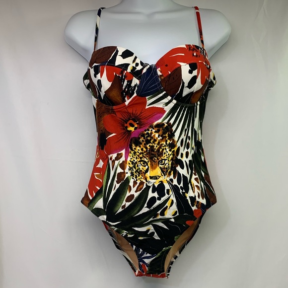 leopard underwire one piece swimsuit